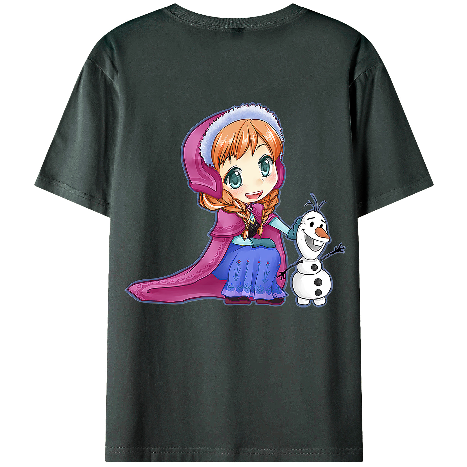 （画像用） アナと雪の女王 アンナ エルサ Frozen Anna Elsa 綿100％ メンズ半袖Tシャツ（バックプリント） 通気性